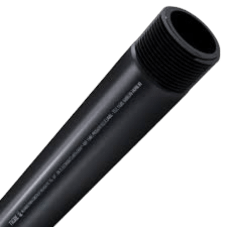 Detalhe da ponta de um eletroduto de aço galvanizado com rosca NPT, destacando a qualidade do produto da Veppel, RJ.