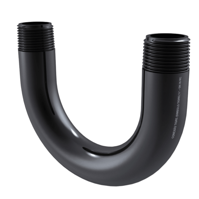 Curva de 180 graus (U) para eletroduto metálico rosqueável, para retorno de circuitos, fornecida pela Veppel no Rio de Janeiro.