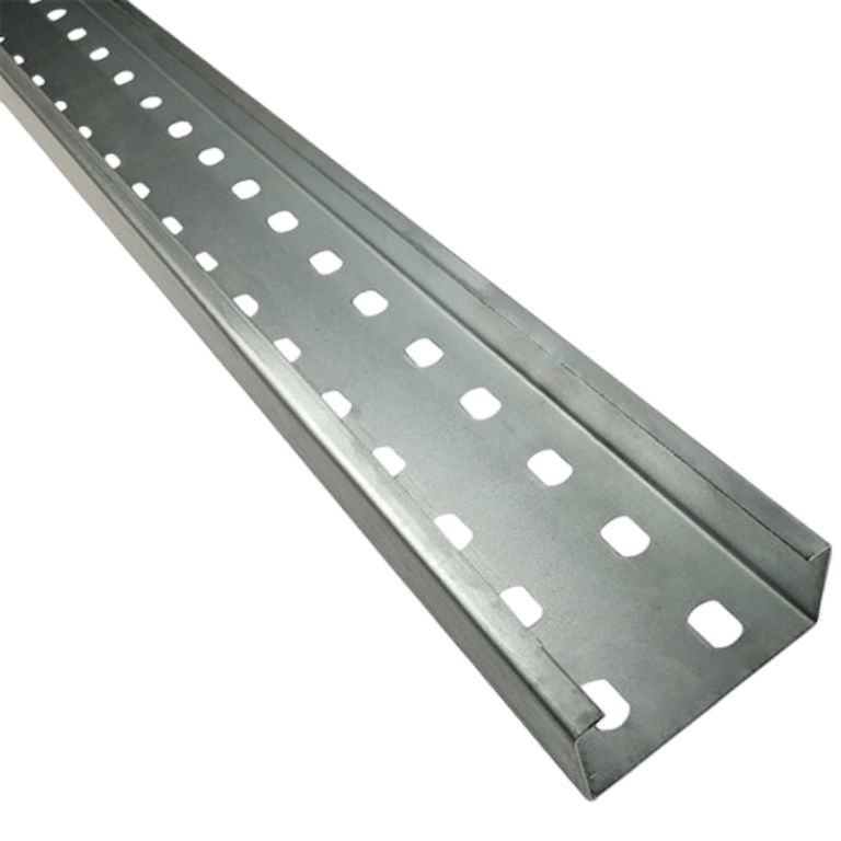 Barra de perfilado duplo perfurado, para passagem e sustentação de cabos pesados, fornecida pela Veppel para o mercado industrial do Rio de Janeiro.