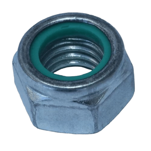 Porca auto travante zincadsa para fixações seguras em máquinas e estruturas, disponível na loja de Inhaúma, RJ. Garante estabilidade com proteção contra vibrações, perfeita para projetos industriais no Rio.
