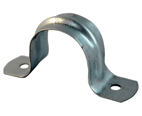 Abraçadeira de aço galvanizado em formato 'U' com porcas, para fixação de tubos, fornecida pela Veppel no Rio de Janeiro.