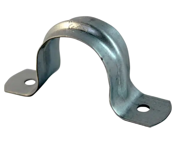 Abraçadeira de aço galvanizado em formato 'U' com porcas, para fixação de tubos, fornecida pela Veppel no Rio de Janeiro.