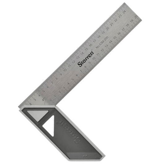 Esquadro metálico de 90 graus para carpintaria e construção, ferramenta de medição de precisão vendida pela Veppel em Inhaúma, RJ.