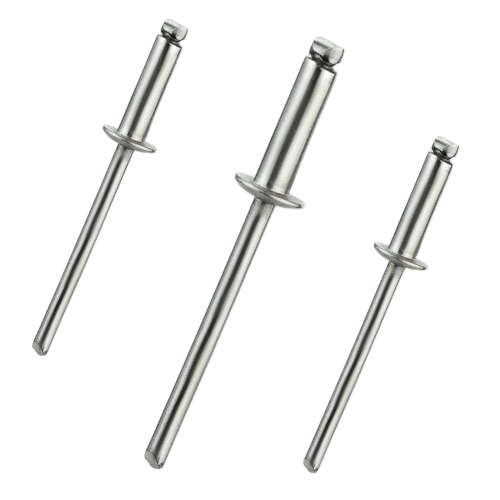 Vários Rebites Pop de Aço Inox em destaque, produto do portfólio da Veppel para empresas no Rio de Janeiro.