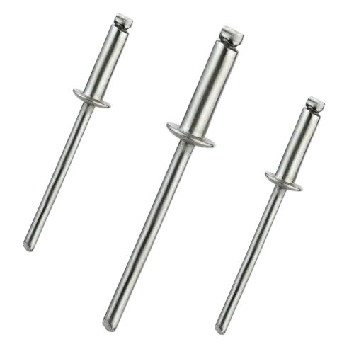 Vários Rebites Pop de Aço Inox em destaque, produto do portfólio da Veppel para empresas no Rio de Janeiro.